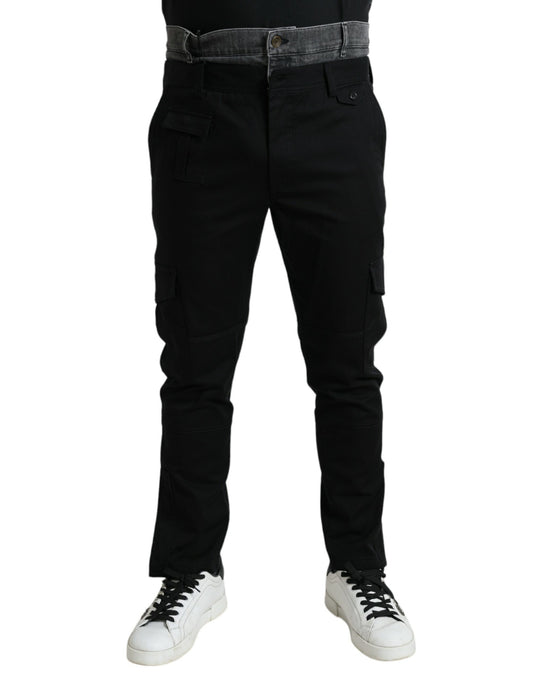 Dolce &amp; Gabbana – Schmale Jeanshose aus Baumwolldenim in Schwarz und Grau