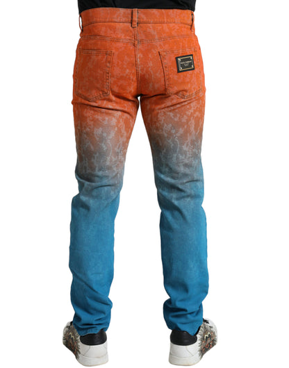 Dolce &amp; Gabbana Multicolor Ombre Cotton Slim Fit Denim Jeans