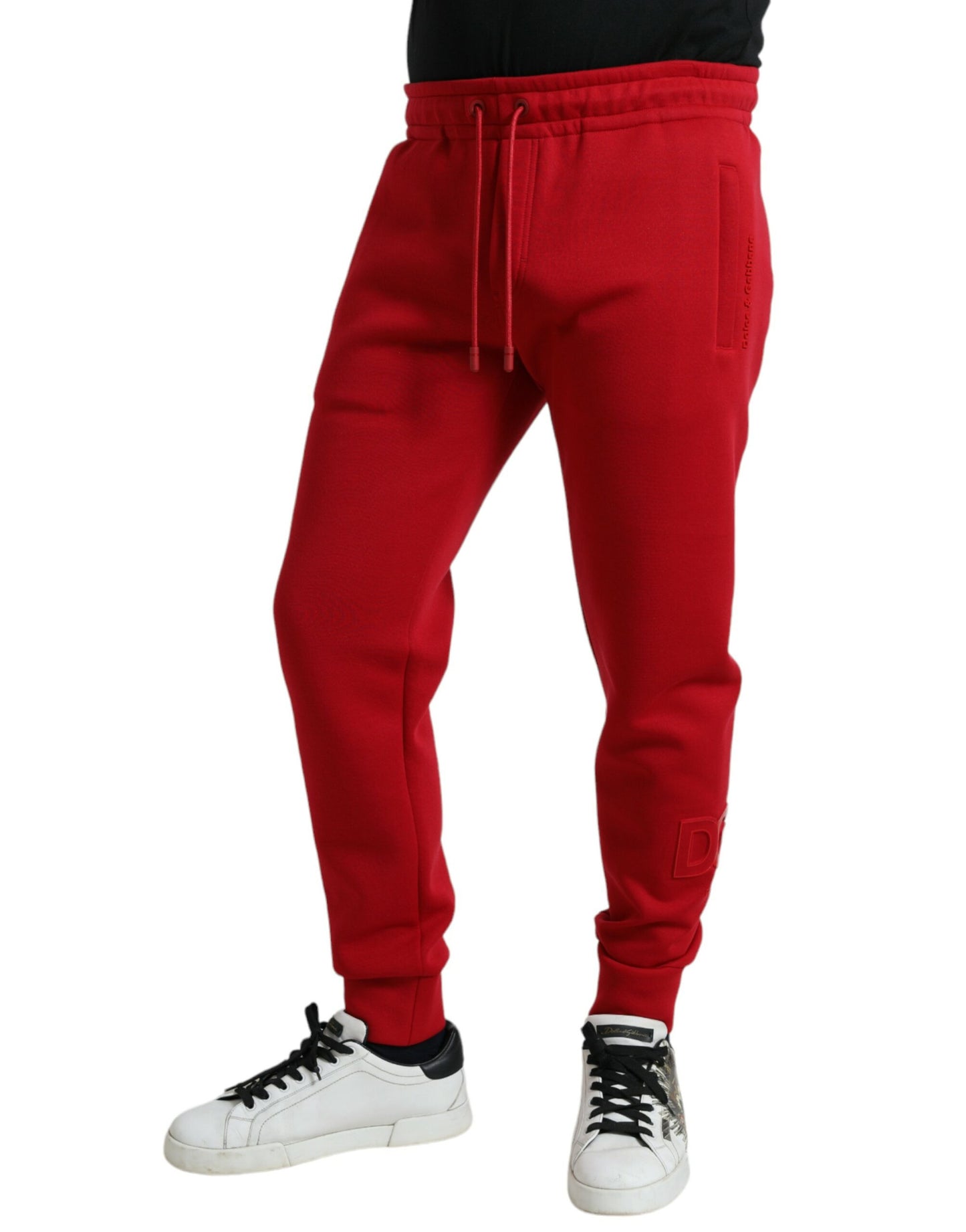 Dolce &amp; Gabbana Red Cotton Blend Skinny Jogger Pants