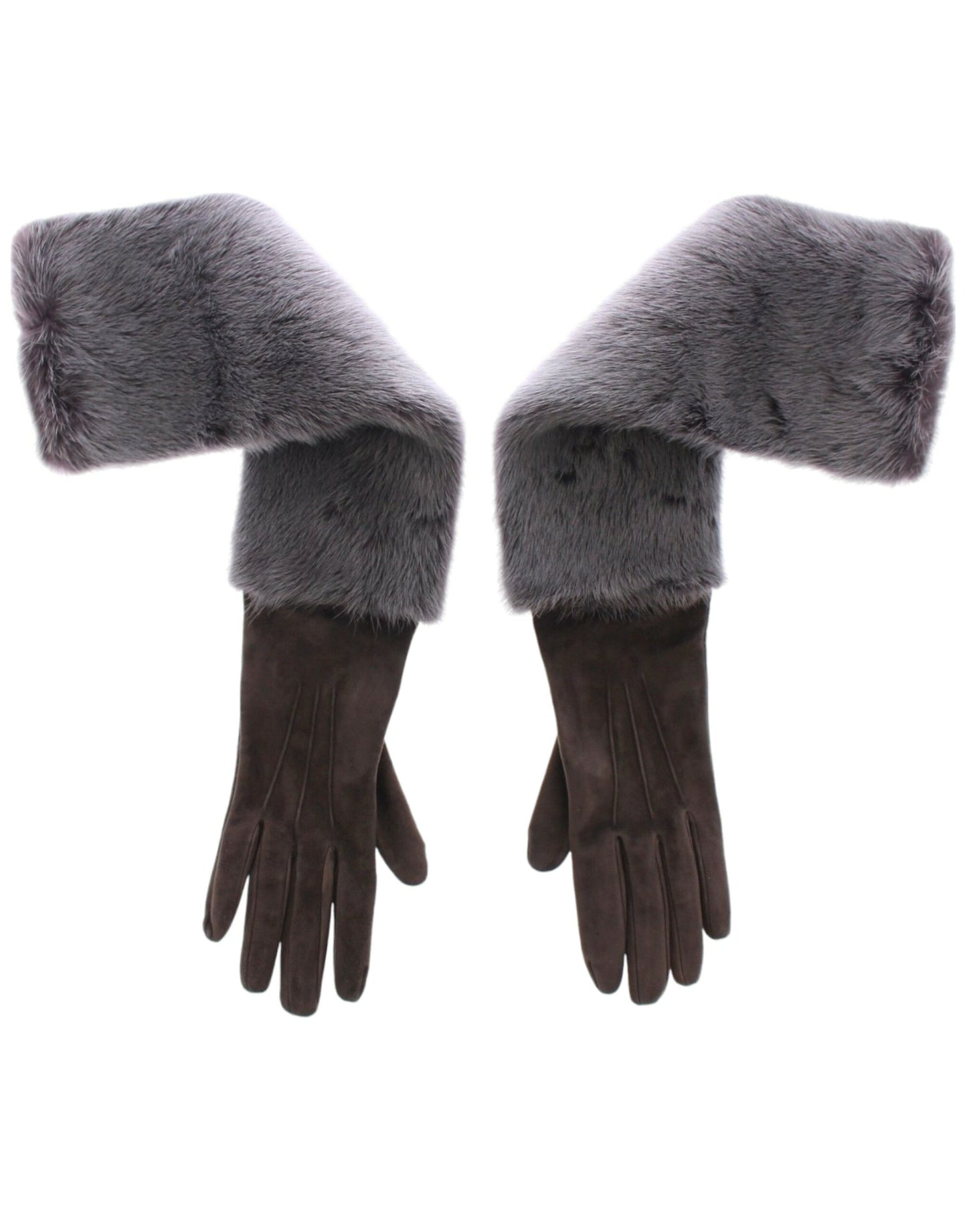 Dolce &amp; Gabbana Graue Handschuhe aus Nerzfell und Lammfell