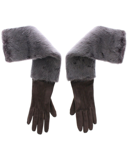 Dolce &amp; Gabbana Graue Handschuhe aus Nerzfell und Lammfell