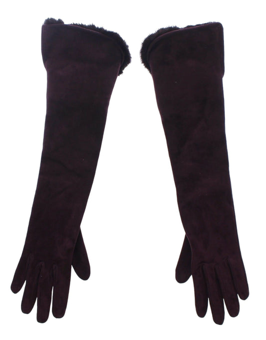 Dolce &amp; Gabbana Lila Nerzpelz Ziegenleder Wildlederhandschuhe