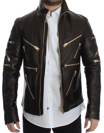 Dolce &amp; Gabbana – Braune Reißverschlussjacke aus Lammleder