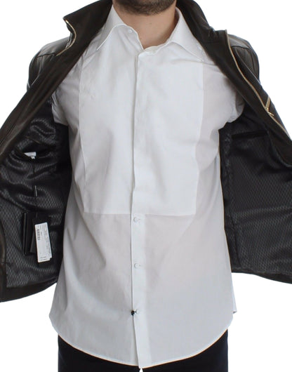 Dolce &amp; Gabbana – Braune Reißverschlussjacke aus Lammleder