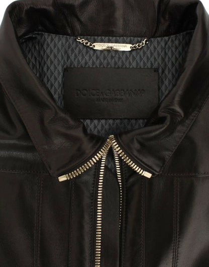 Dolce &amp; Gabbana – Braune Reißverschlussjacke aus Lammleder