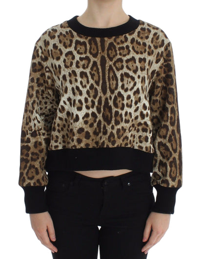 Dolce &amp; Gabbana Kurzer Pullover mit Rundhalsausschnitt und Leopardenmuster