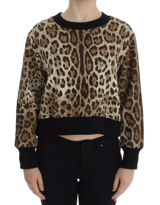 Dolce &amp; Gabbana Kurzer Pullover mit Rundhalsausschnitt und Leopardenmuster