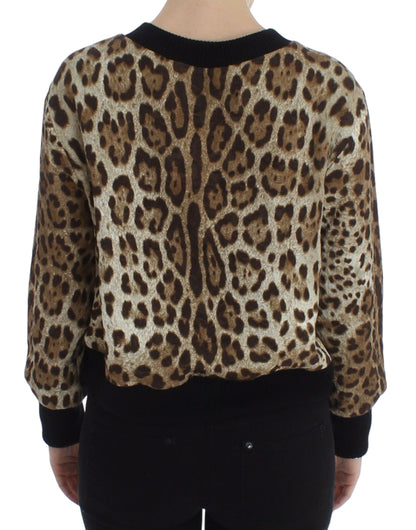 Dolce &amp; Gabbana Kurzer Pullover mit Rundhalsausschnitt und Leopardenmuster