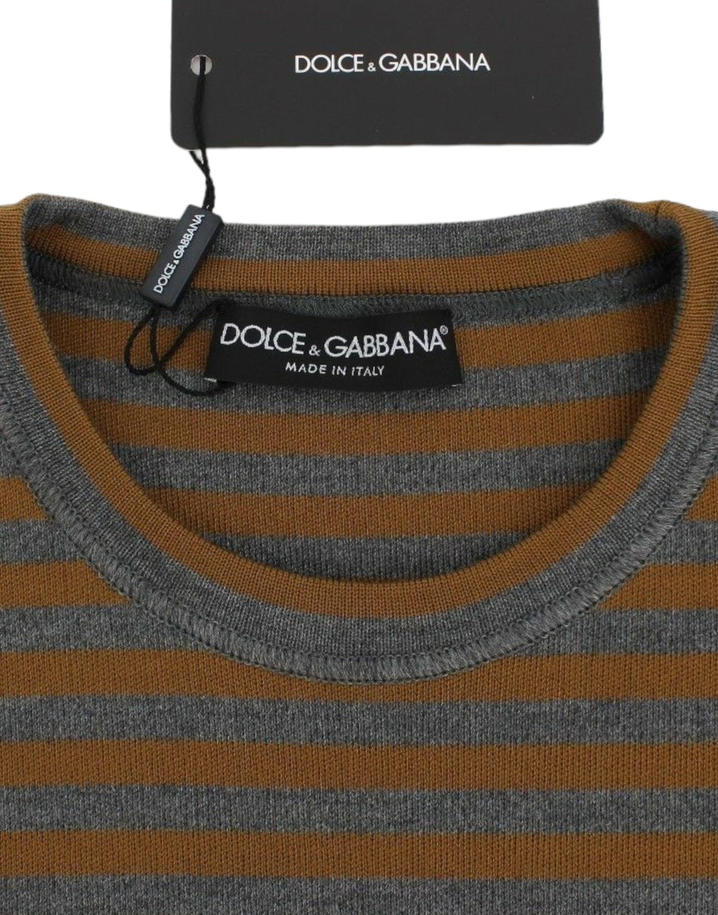 Dolce &amp; Gabbana – Übergroßes Pulloveroberteil mit grau-gelben Streifen
