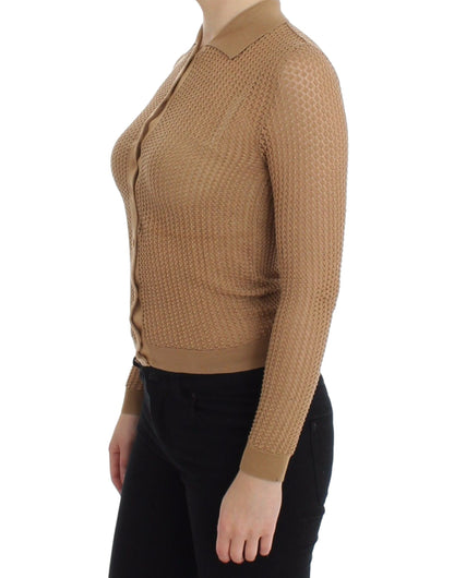 Dolce &amp; Gabbana Beige gestrickter Polo-Cardigan aus Baumwolle