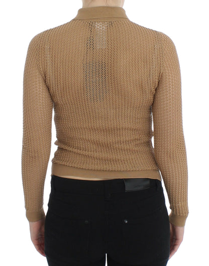 Dolce &amp; Gabbana Beige gestrickter Polo-Cardigan aus Baumwolle