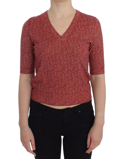 Dolce &amp; Gabbana Roter Wolltweed-Kurzarmpullover