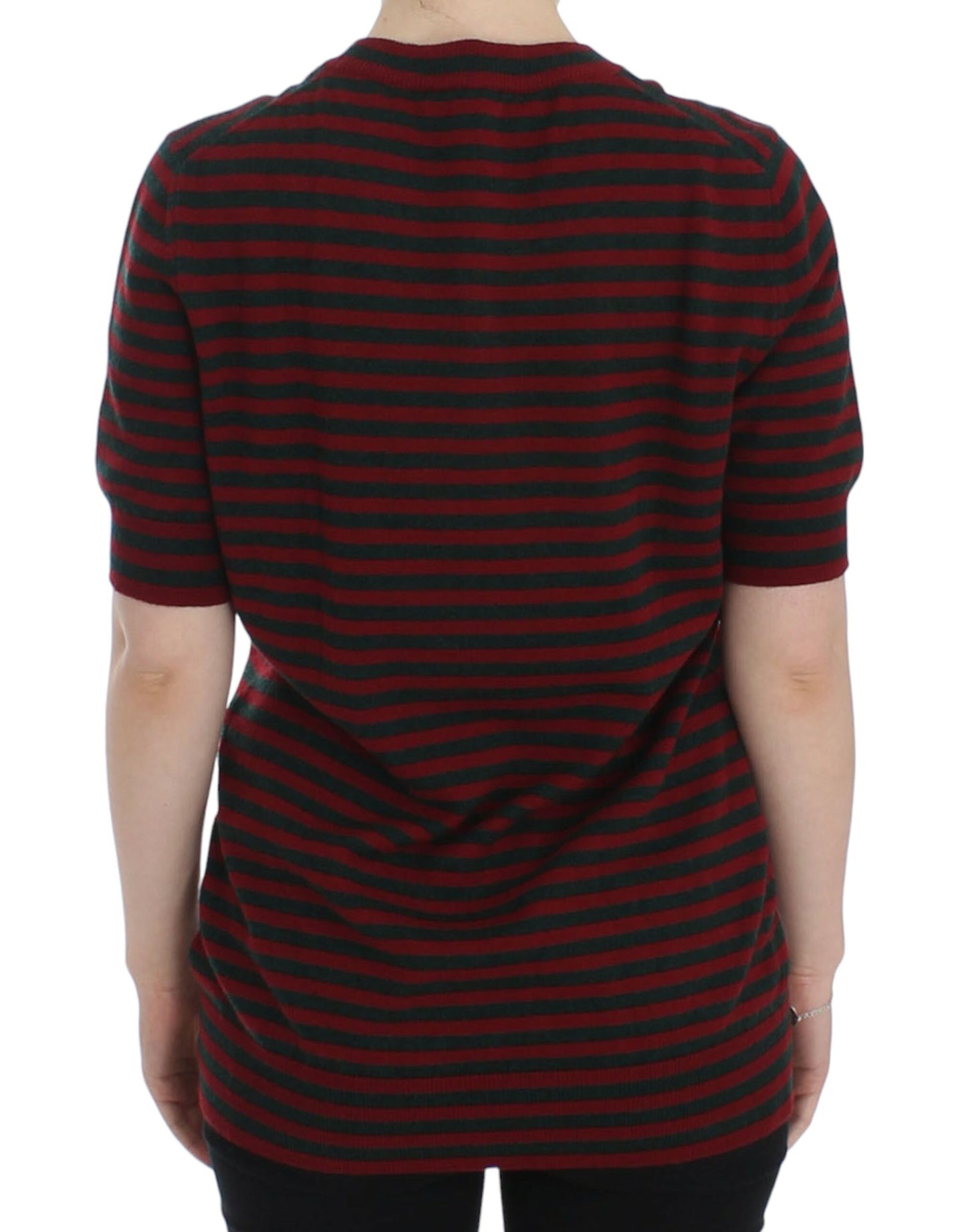 Dolce &amp; Gabbana Rot-Grauer Kaschmir-Kurzarmpullover