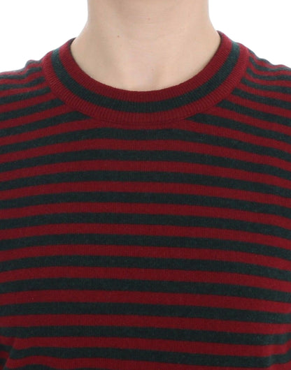 Dolce &amp; Gabbana Rot-Grauer Kaschmir-Kurzarmpullover