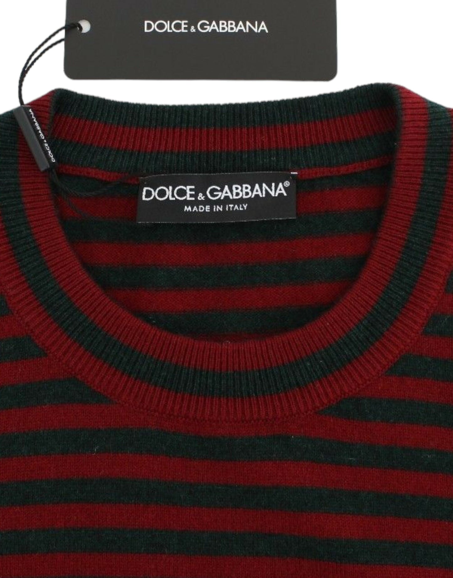 Dolce &amp; Gabbana Rot-Grauer Kaschmir-Kurzarmpullover