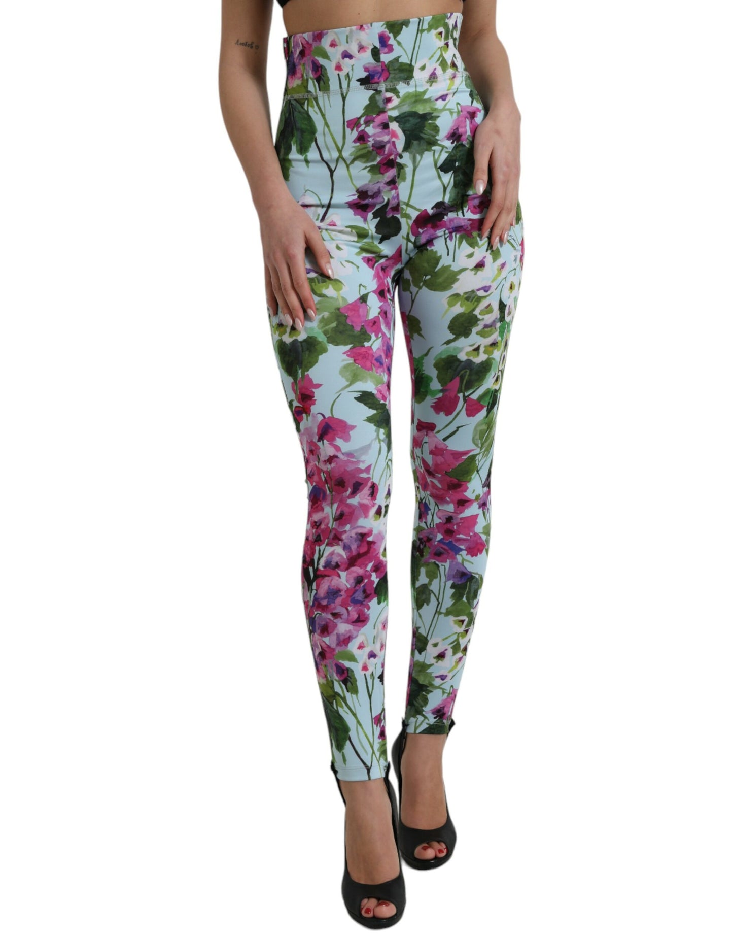 Dolce &amp; Gabbana Multicolor Floral High Waist Leggings Pants