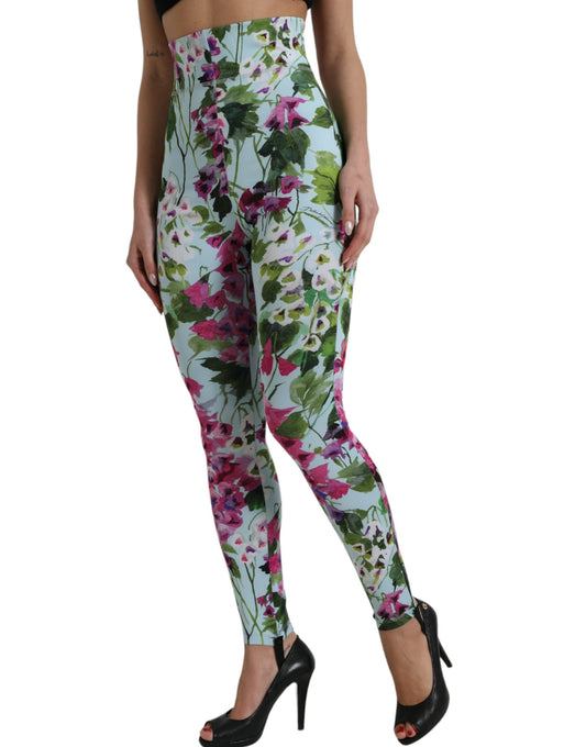 Dolce &amp; Gabbana Multicolor Floral High Waist Leggings Pants