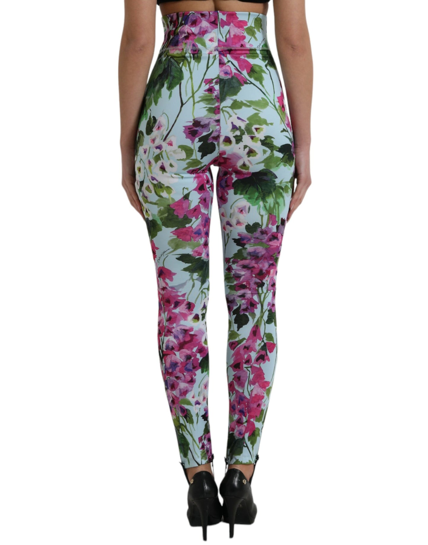 Dolce &amp; Gabbana Multicolor Floral High Waist Leggings Pants