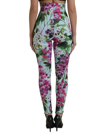 Dolce &amp; Gabbana Multicolor Floral High Waist Leggings Pants
