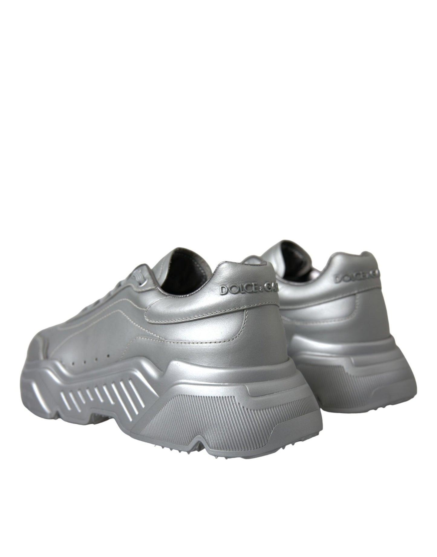 Dolce &amp; Gabbana Silber DAYMASTER Leder Herren Casual Sneakers Schuhe