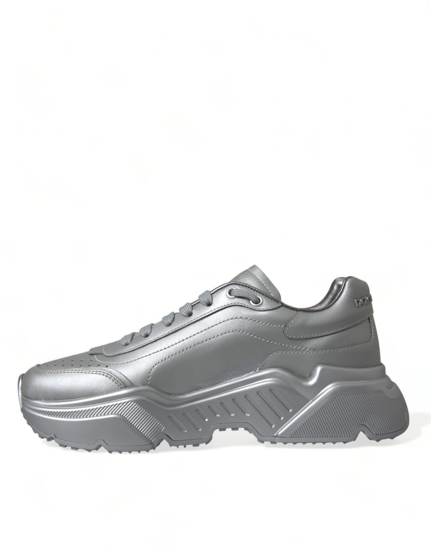Dolce &amp; Gabbana Silber DAYMASTER Leder Herren Casual Sneakers Schuhe