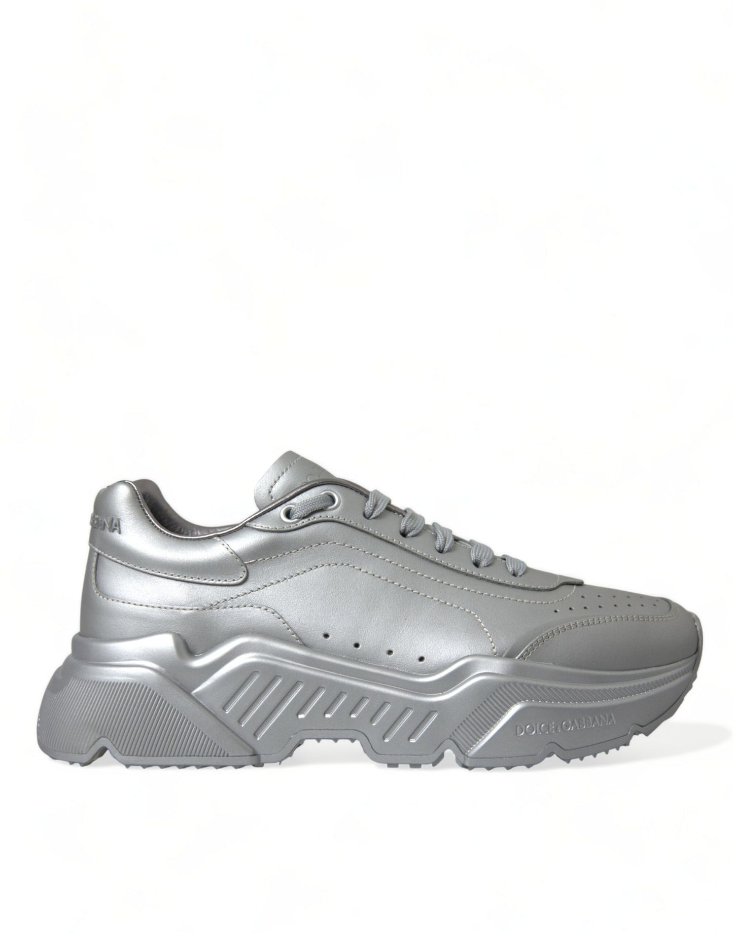 Dolce &amp; Gabbana Silber DAYMASTER Leder Herren Casual Sneakers Schuhe