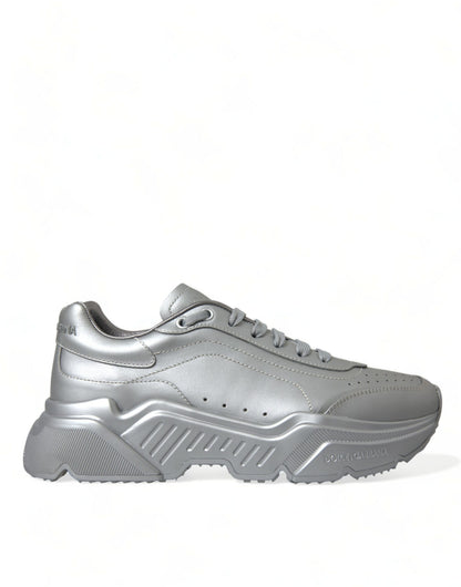 Dolce &amp; Gabbana Silber DAYMASTER Leder Herren Casual Sneakers Schuhe