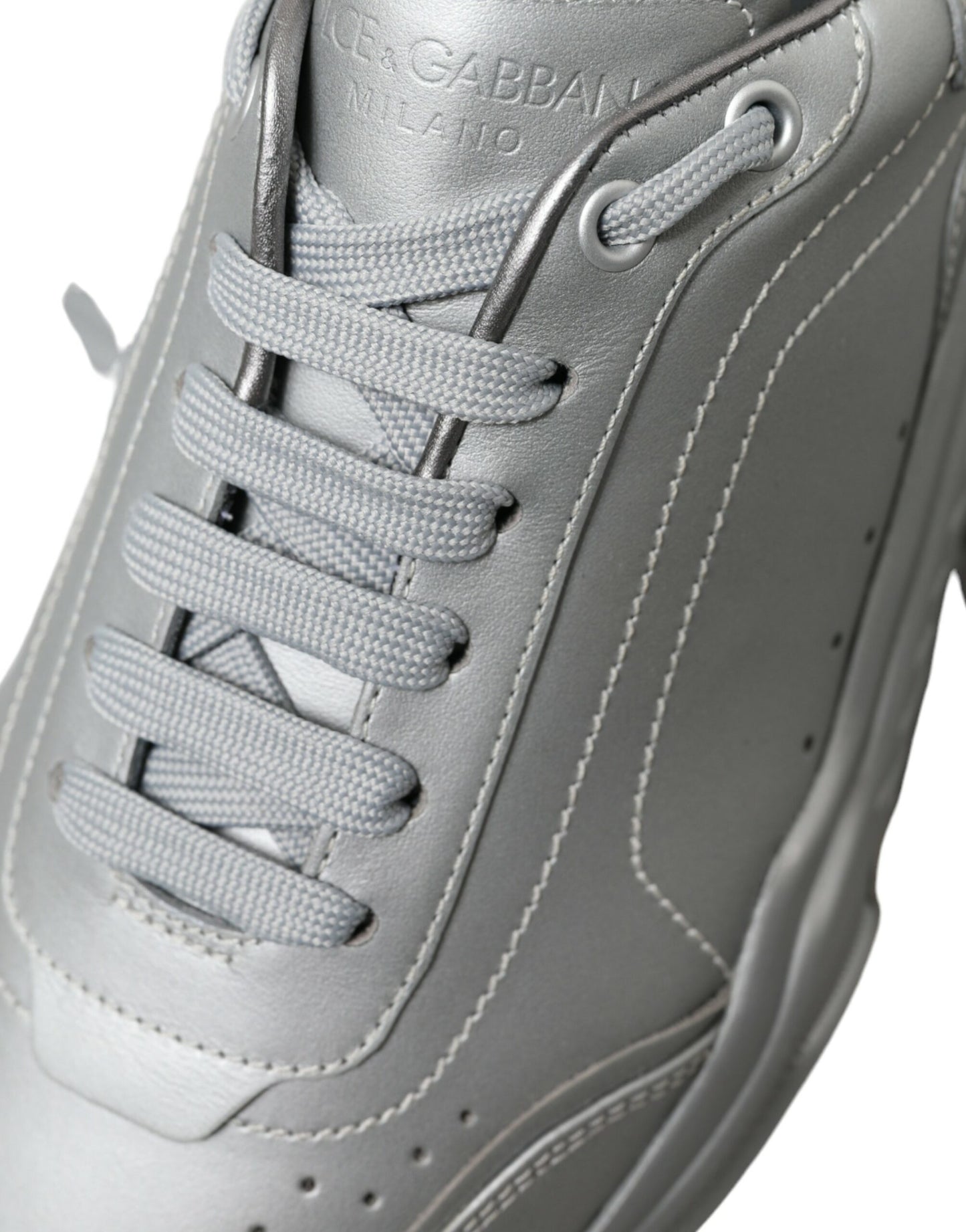 Dolce &amp; Gabbana Silber DAYMASTER Leder Herren Casual Sneakers Schuhe