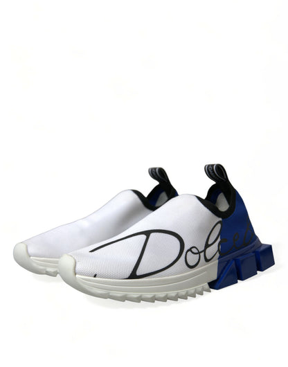 Dolce &amp; Gabbana Weiß Blau Sorrento Low Top Männer Casual Sneakers Schuhe
