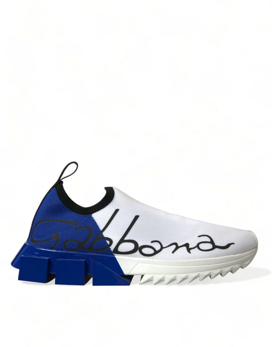 Dolce &amp; Gabbana Weiß Blau Sorrento Low Top Männer Casual Sneakers Schuhe