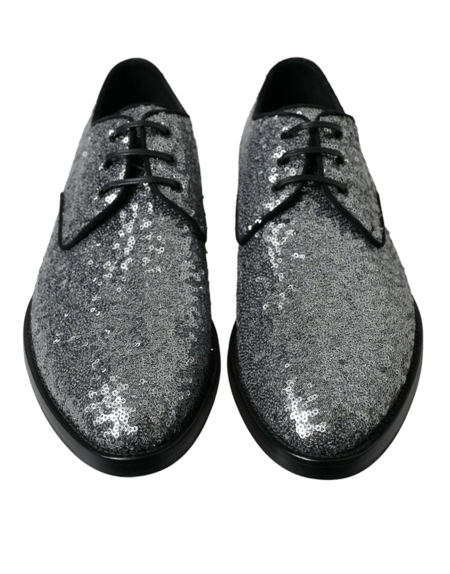 Dolce &amp; Gabbana – Silberne Derby-Schnürschuhe mit Pailletten für Herren