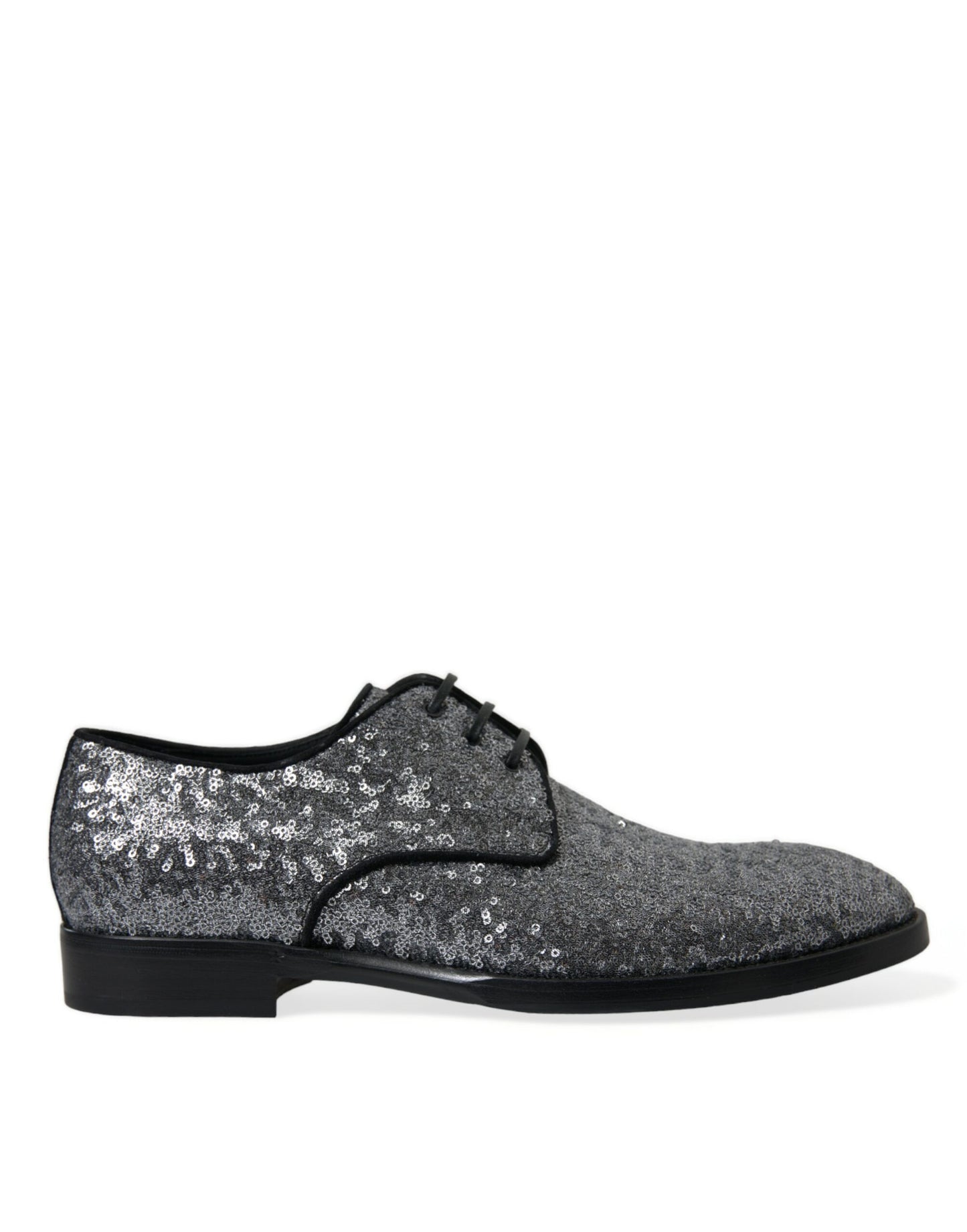 Dolce &amp; Gabbana – Silberne Derby-Schnürschuhe mit Pailletten für Herren