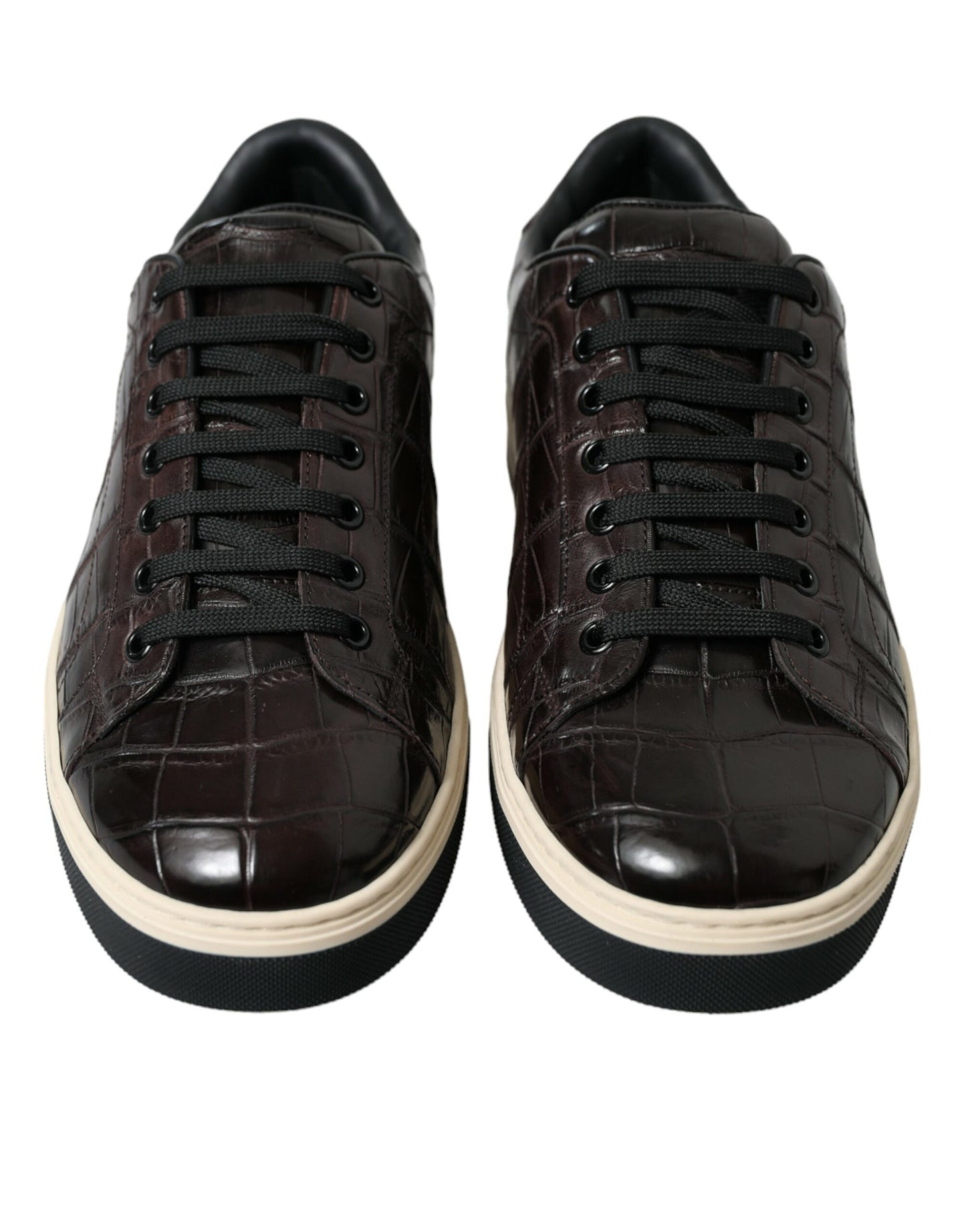 Dolce &amp; Gabbana Braun Krokodil Exotisches Leder Männer Casual Sneakers Schuhe