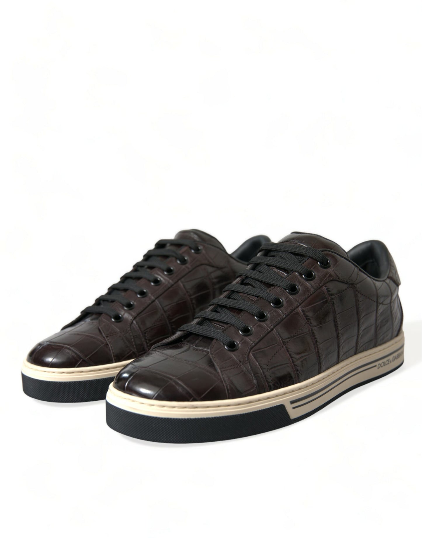 Dolce &amp; Gabbana Braun Krokodil Exotisches Leder Männer Casual Sneakers Schuhe