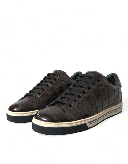 Dolce &amp; Gabbana Braun Krokodil Exotisches Leder Männer Casual Sneakers Schuhe