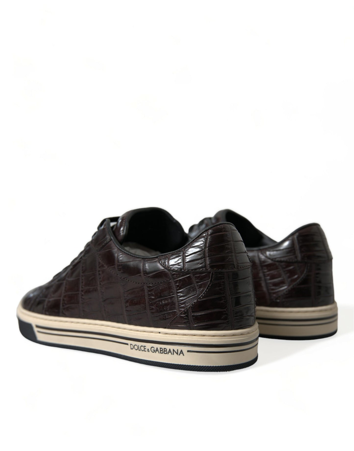 Dolce &amp; Gabbana Braun Krokodil Exotisches Leder Männer Casual Sneakers Schuhe