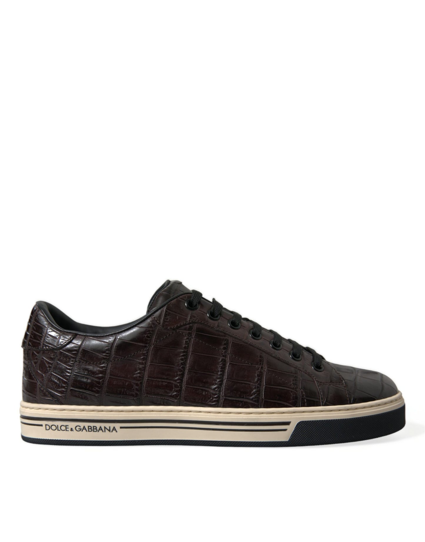 Dolce &amp; Gabbana Braun Krokodil Exotisches Leder Männer Casual Sneakers Schuhe