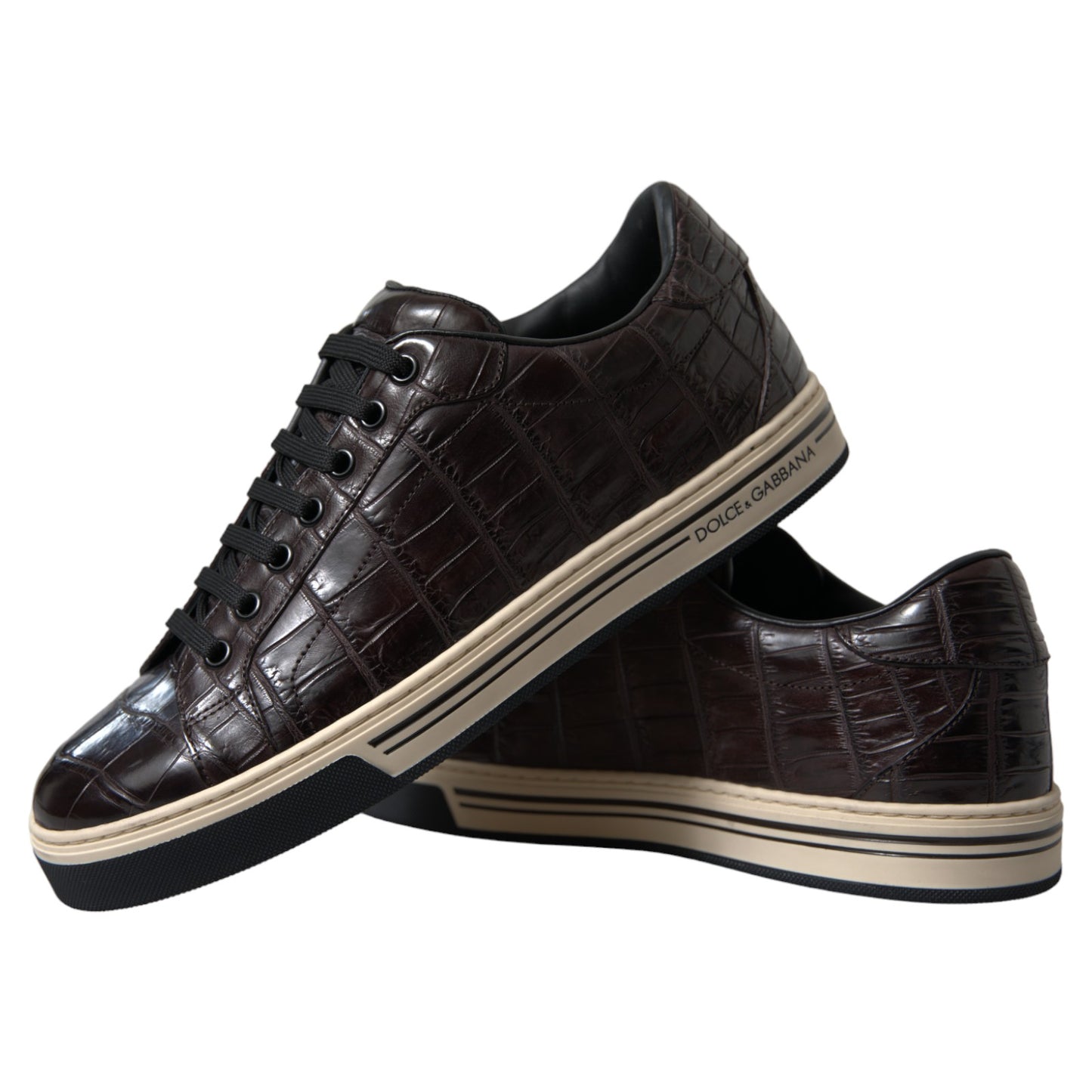 Dolce &amp; Gabbana Braun Krokodil Exotisches Leder Männer Casual Sneakers Schuhe