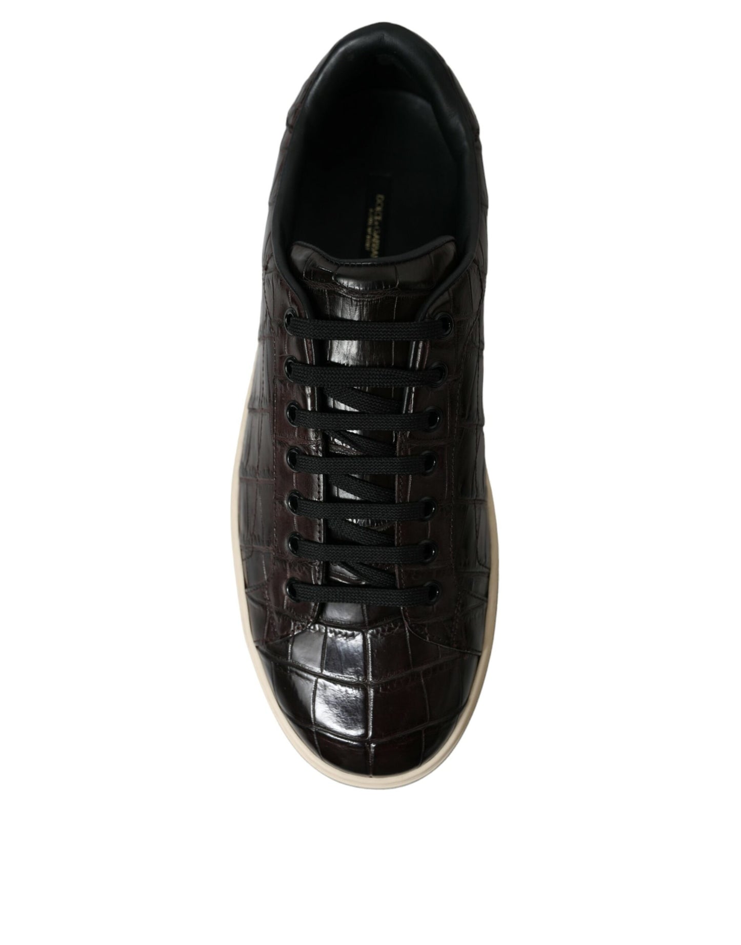 Dolce &amp; Gabbana Braun Krokodil Exotisches Leder Männer Casual Sneakers Schuhe