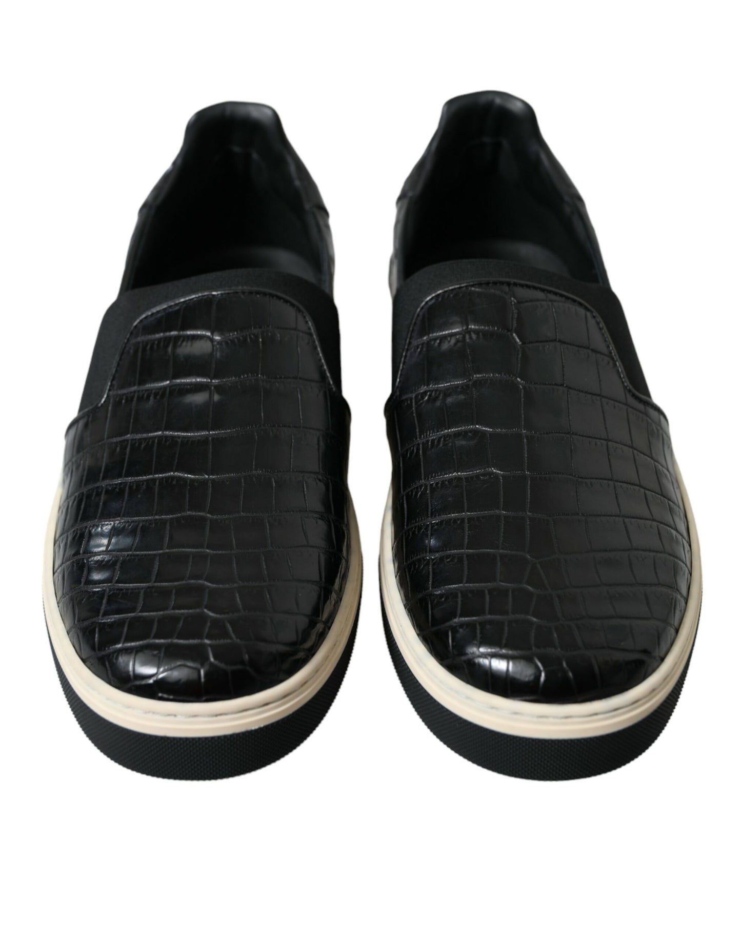 Dolce &amp; Gabbana – Schwarze Sneakers aus exotischem Leder in Kroko-Optik