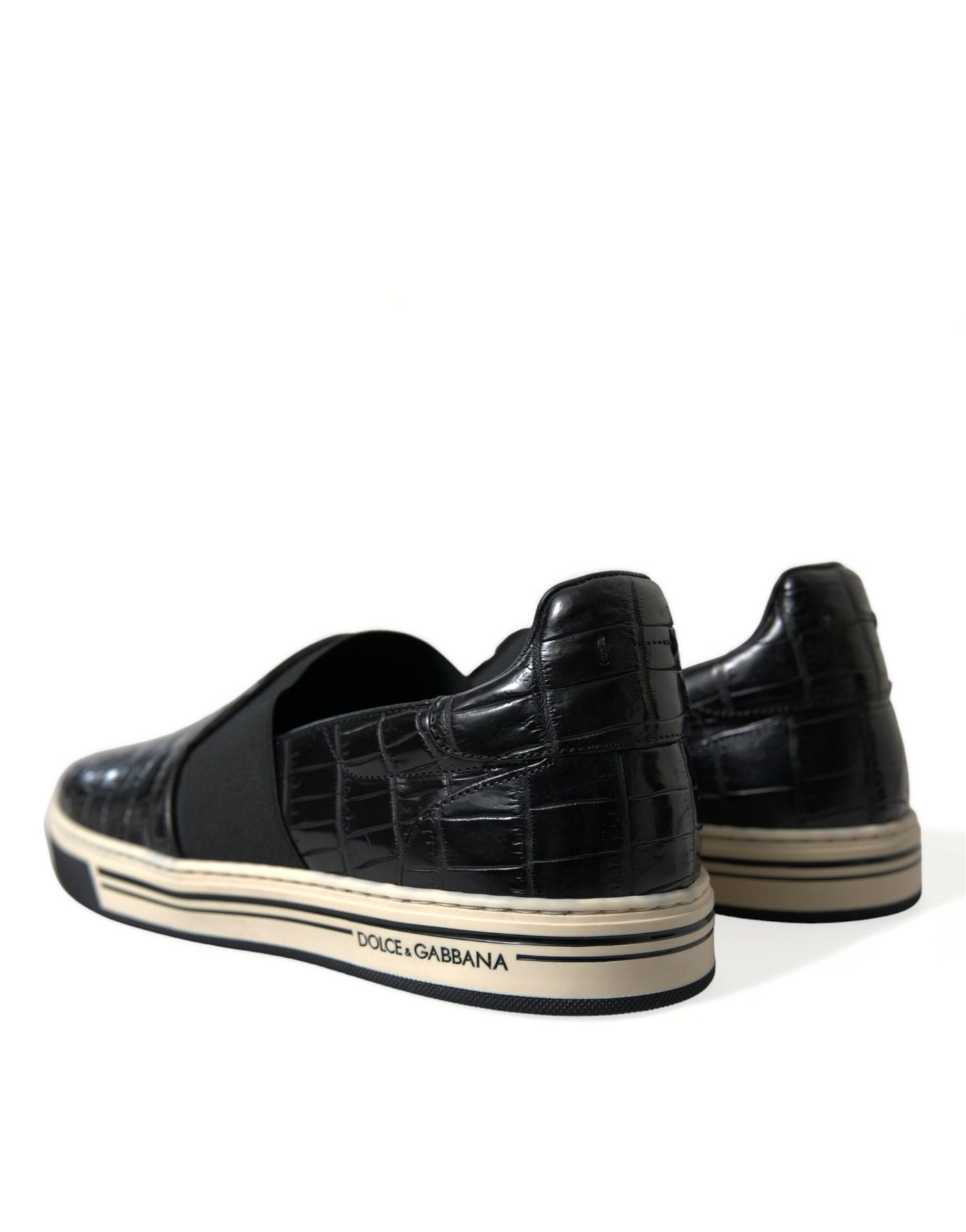 Dolce &amp; Gabbana – Schwarze Sneakers aus exotischem Leder in Kroko-Optik
