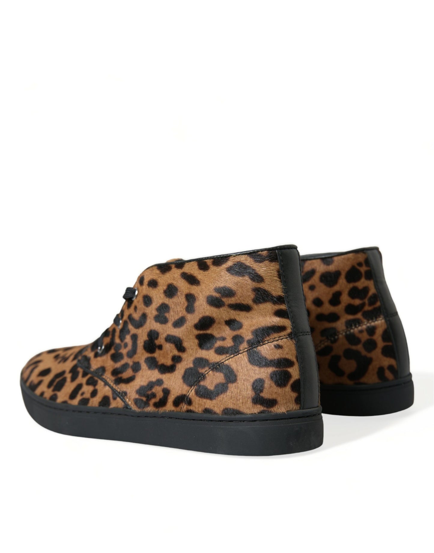 Dolce &amp; Gabbana Braune Sneakers aus Ponyhaarleder mit Leopardenmuster