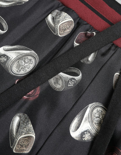 Dolce &amp; Gabbana Black Ring Silk Jogging Trousers Pants
