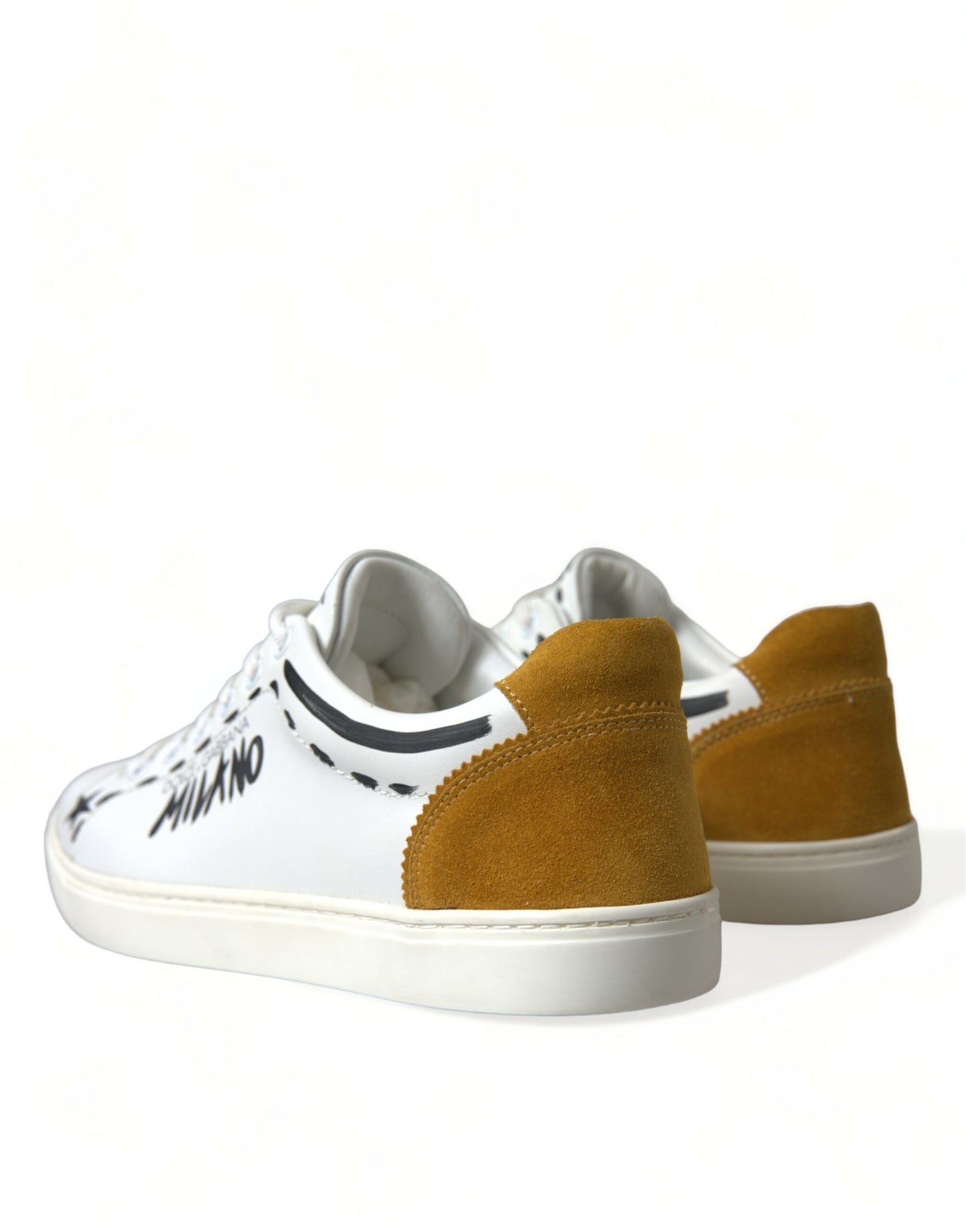 Dolce &amp; Gabbana Weißes Leder LOVE Milano Herren Sneakers Schuhe