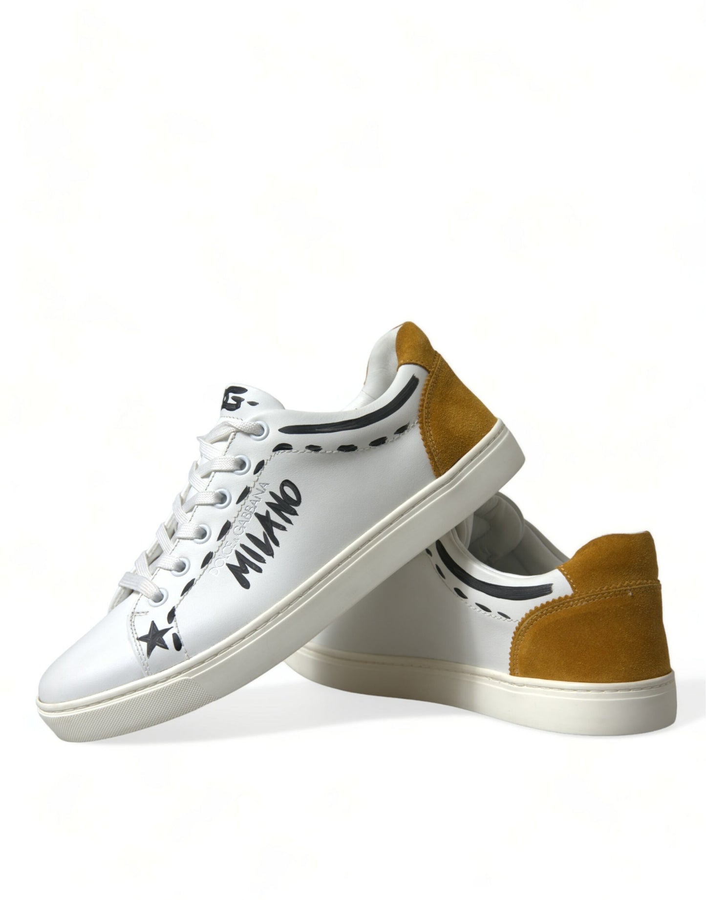 Dolce &amp; Gabbana Weißes Leder LOVE Milano Herren Sneakers Schuhe