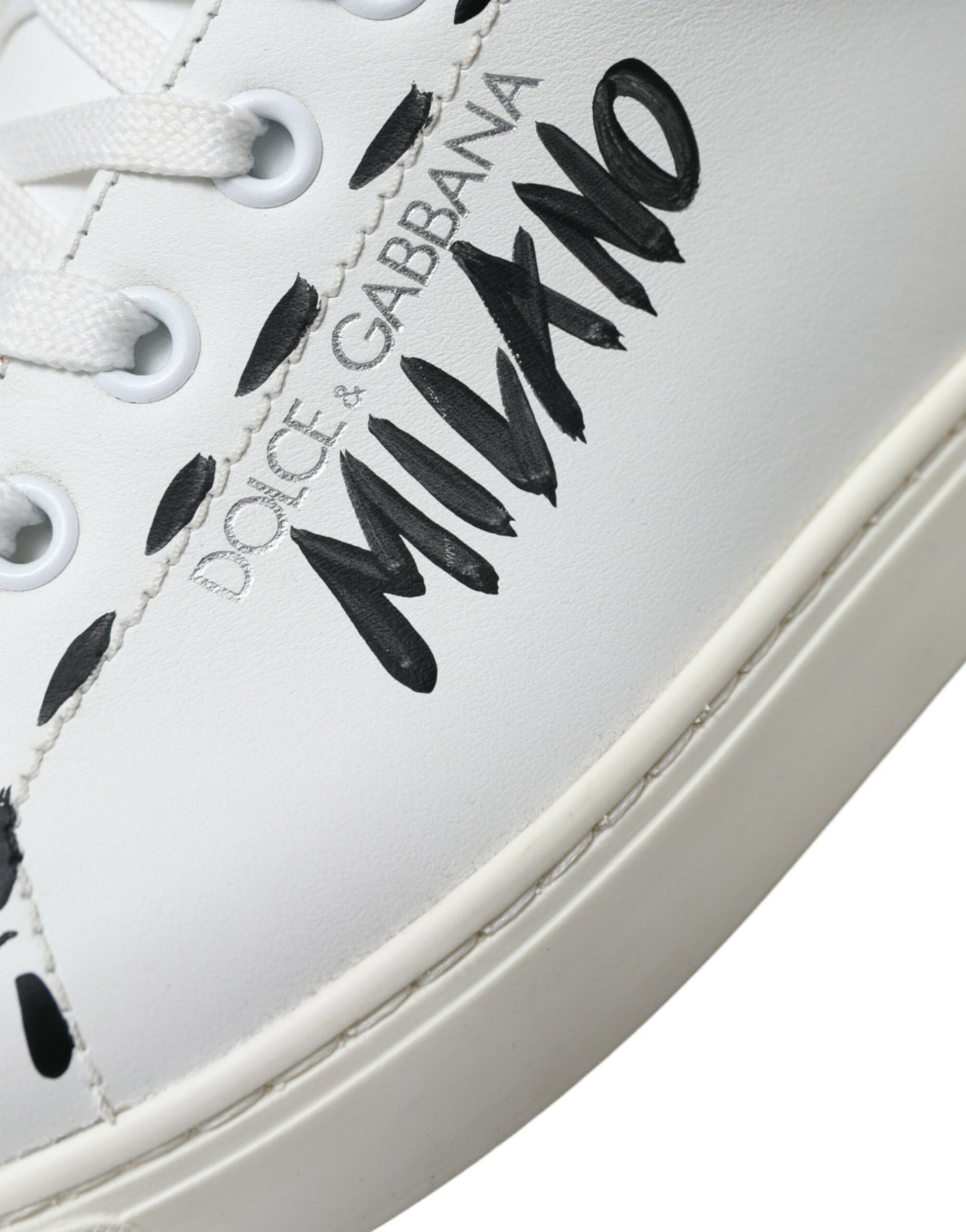 Dolce &amp; Gabbana Weißes Leder LOVE Milano Herren Sneakers Schuhe