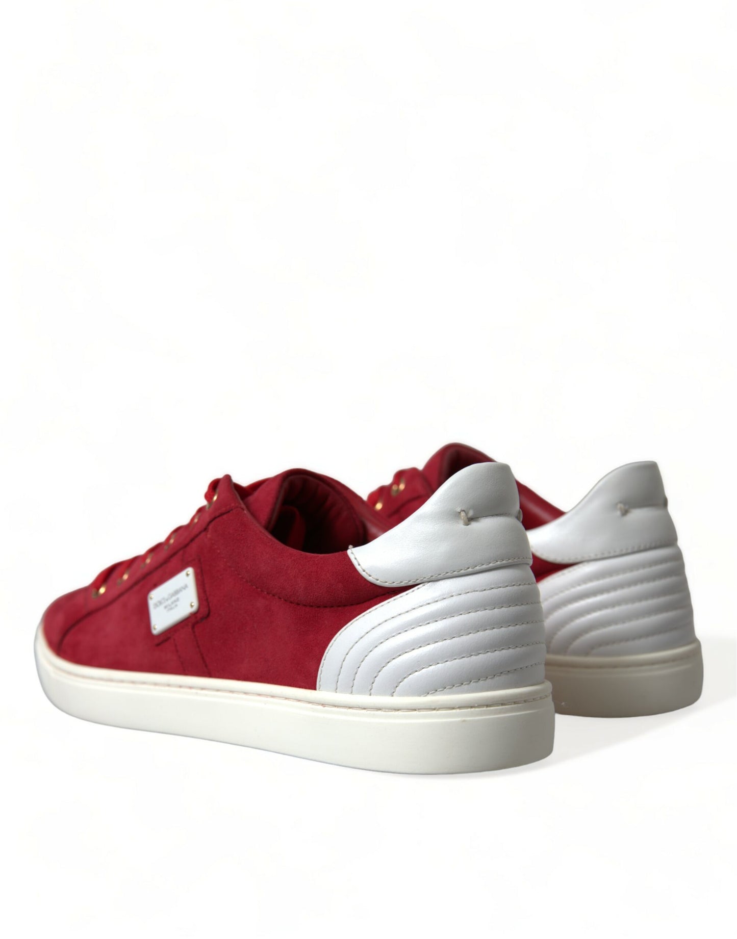 Dolce &amp; Gabbana Rote Wildleder Leder Männer Low Top Sneakers Schuhe