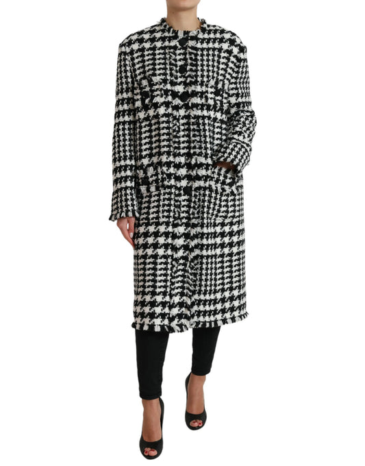 Dolce &amp; Gabbana – Trenchcoat-Jacke mit Hahnentrittmuster in Schwarz und Weiß