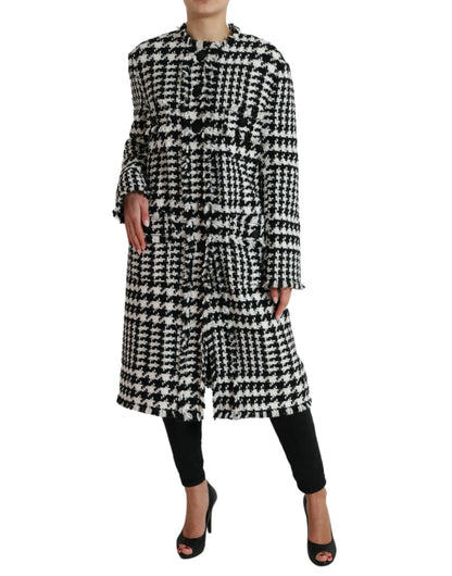Dolce &amp; Gabbana – Trenchcoat-Jacke mit Hahnentrittmuster in Schwarz und Weiß