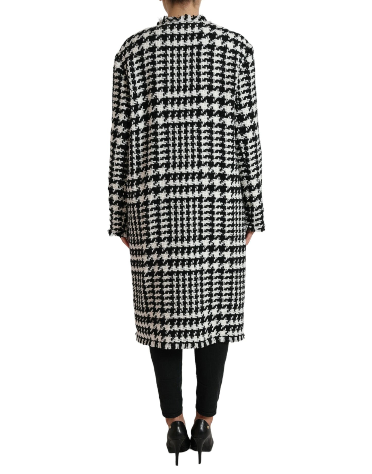 Dolce &amp; Gabbana – Trenchcoat-Jacke mit Hahnentrittmuster in Schwarz und Weiß
